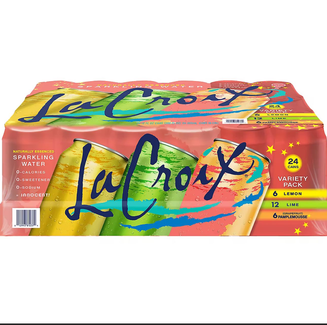 LaCroix Sparkling Water, Lemon, Lime, & Grapefruit Variety (Pack of 24)