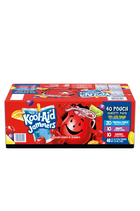 Kool-Aid Juice Jammers, Includes (40) 6-fl.-oz. Pouches with Classic Kool-Aid flavors Cherry, Grape, Tropical Punch and Strawberry Kiwi