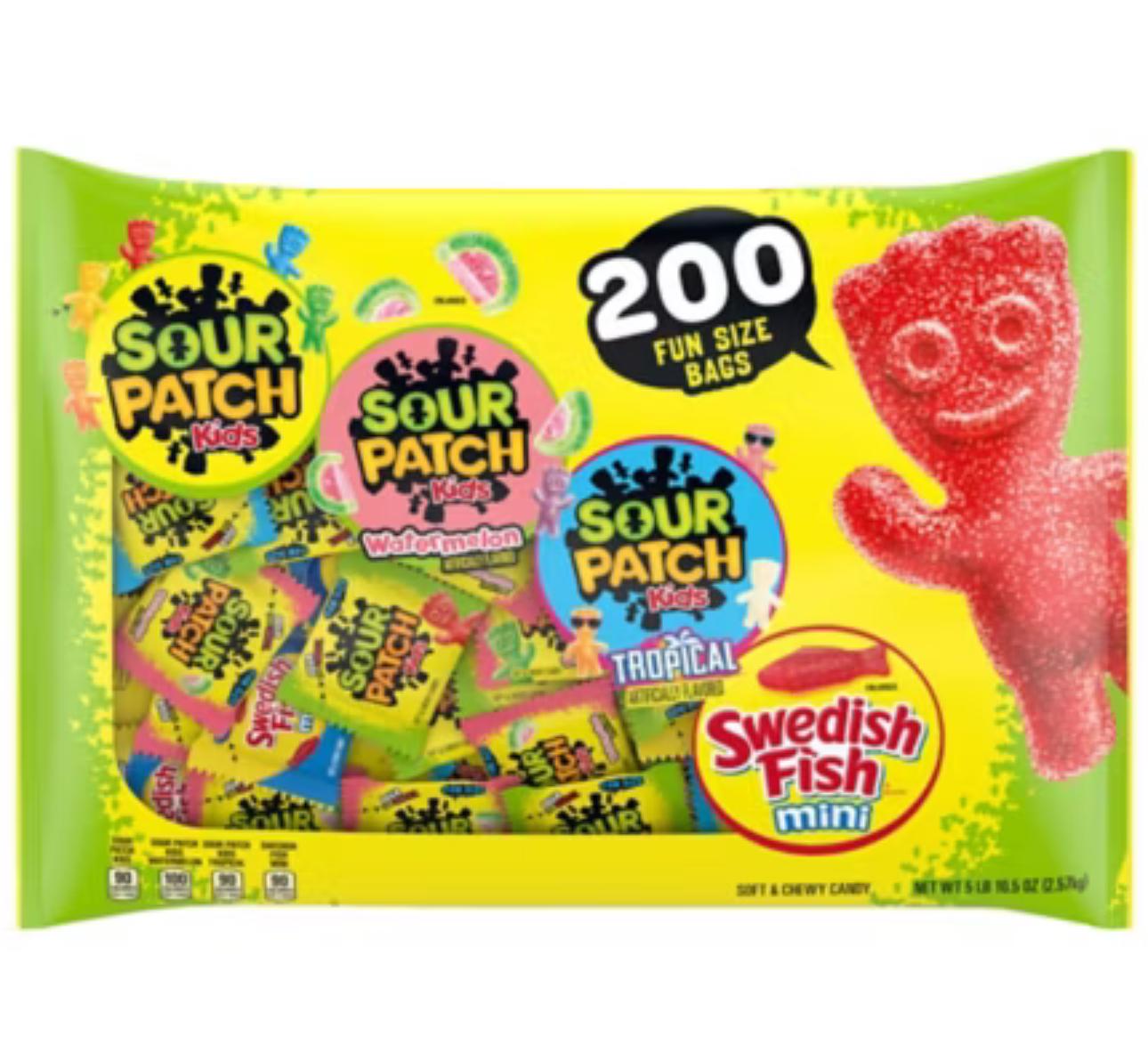 Sour Patch Kids and Swedish Fish Mini Soft and Chewy Candy Variety (200 Count)